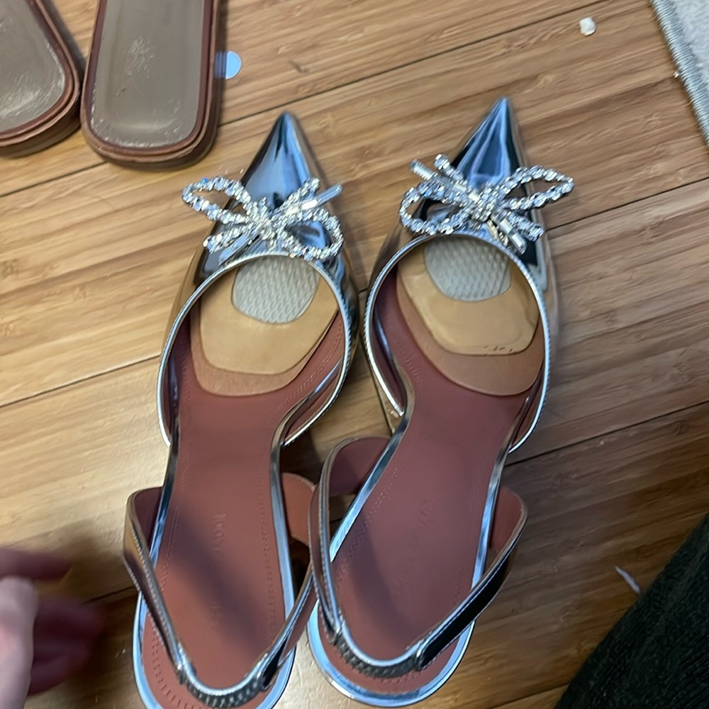 Amina muaddi sling backs with bow
